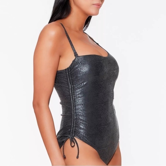 BAR III Faux Snakeskin One-Shoulder One-Piece Swimsuit, Size XS - Picture 12 of 12